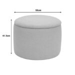 Σκαμπό-μπαούλο Roundy pakoworld μπουκλέ ύφασμα σε μπεζ απόχρωση Φ55x41.5εκ - Image 3