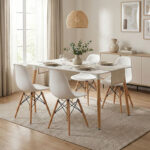 Τραπεζαρία Natali-Julita σετ 5τεμ pakoworld MDF και pp σε λευκή-φυσική απόχρωση 120x80x76εκ