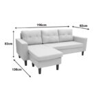 Γωνιακός καναπές αναστρέψιμος Maneli pakoworld ύφασμα αμμου -μπεζ 196x138/77x82εκ - Image 8