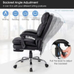 Καρέκλα γραφείου διευθυντή με υποπόδιο Dietina pakoworld pu σε μαύρη απόχρωση 60x50x105-115εκ - Image 2