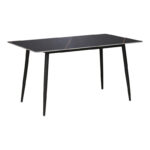 Τραπέζι Gustas pakoworld μαύρο μαρμάρου sintered stone-πόδι μαύρο μέταλλο 140x80x75εκ