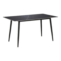 Τραπέζι Gustas pakoworld μαύρο μαρμάρου sintered stone-πόδι μαύρο μέταλλο 140x80x75εκ