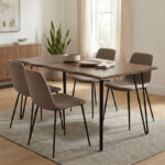 Τραπέζι Izzac pakoworld επιφάνεια MDF καρυδί-πόδι μαύρο μέταλλο 140x80x76εκ - Image 2