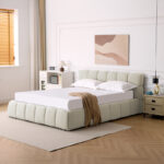 Κρεβάτι Jeby pakoworld ύφασμα σε κρεμ απόχρωση με αποθηκευτικό χώρο 160x200εκ - Image 2