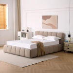 Κρεβάτι Jeby pakoworld ύφασμα σε μπεζ απόχρωση με αποθηκευτικό χώρο 160x200εκ - Image 2