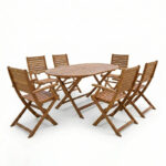 Τραπεζαρία Gorpo-Falov pakoworld σετ 7τεμ φυσικό μασίφ ξύλο ακακίας 130x80x72εκ - Image 2