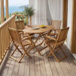 Τραπεζαρία Joter-Falov pakoworld σετ 5τεμ φυσικό μασίφ ξύλο ακακίας 130x80x72εκ