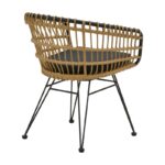 Πολυθρόνα Naoki pakoworld με μαξιλάρι pe φυσικό-μαύρο μέταλλο 62x62x70εκ - Image 2