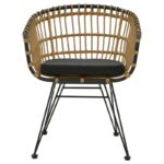 Πολυθρόνα Naoki pakoworld με μαξιλάρι pe φυσικό-μαύρο μέταλλο 62x62x70εκ - Image 4