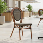 Καρέκλα Nacia pakoworld στοιβαζόμενη καρυδί αλουμίνιο-γκρι textilene 45x59x85εκ - Image 2