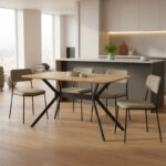 Τραπέζι Nerelis pakoworld φυσικό mdf και πόδι μαύρο μέταλλο 120x70x75εκ - Image 2