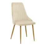 Καρέκλα Azori pakoworld μπεζ βελούδο με πόδι μετάλλου σε φυσική απόχρωση 49x55x85εκ