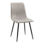Καρέκλα Noor pakoworld γκρι βελούδο με πόδι μετάλλου σε μαύρη απόχρωση 44x53x86εκ