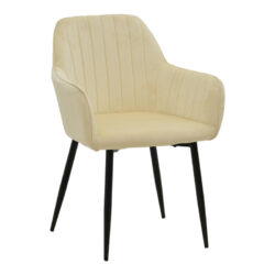 Πολυθρόνα Noor pakoworld μπεζ βελούδο με πόδι μετάλλου σε μαύρη απόχρωση 58x58x86εκ