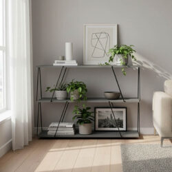 Βοηθητικό τραπέζι-ραφιέρα Tars pakoworld γκρι-μαύρο 120x30x90εκ