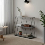 Βοηθητικό τραπέζι-ραφιέρα Tars pakoworld γκρι-μαύρο 80x30x69.2εκ