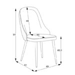 Καρέκλα Remis pakoworld κρεμ ύφασμα-πόδι μαύρο μέταλλο 49x61x91εκ - Image 6