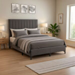 Κρεβάτι Moega pakoworld ύφασμα σε ανθρακί απόχρωση 160x200εκ - Image 2