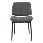 Καρέκλα Kathy pakoworld ξύλο σε καρυδί με γκρι ύφασμα 51x58x81εκ - Image 4