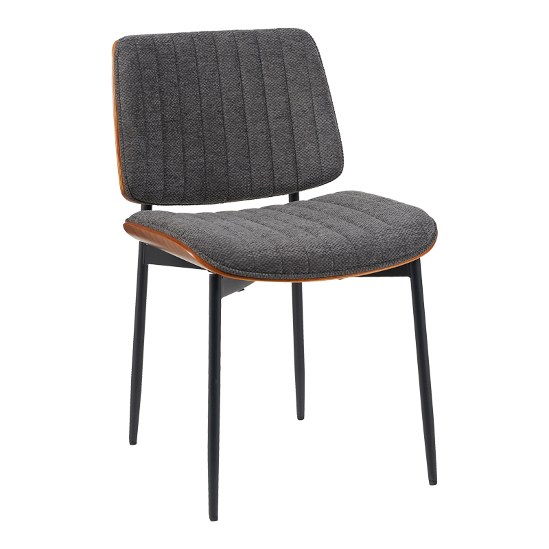 332-000042 Καρέκλα Kathy pakoworld ξύλο σε καρυδί με γκρι ύφασμα 51x58x81εκ