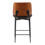 Σκαμπό-μπαρ Kathy pakoworld ξύλο σε καρυδί με γκρι ύφασμα 48.5x52.5x96εκ - Image 5