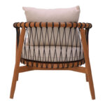 Πολυθρόνα Haribo pakoworld φυσικό teak ξύλο-μαύρο σχοινί-λευκο μαξιλάρι 80x76x72εκ - Image 5
