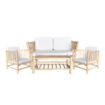 Σαλόνι Mayorka pakoworld σετ 4 τεμαχίων φυσικό teak ξύλο-λευκό μαξιλάρι - Image 2