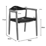 Πολυθρόνα Ganny pakoworld teak ξύλο και pe σχοινί σε μαύρη απόχρωση 59x56x71εκ - Image 3