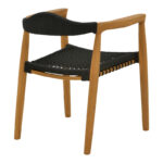 Πολυθρόνα Ganny pakoworld teak ξύλο και pe σχοινί σε μαύρη απόχρωση 59x56x71εκ - Image 4