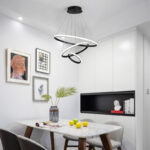 Φωτιστικό οροφής Rings pakoworld led μέταλλο μαύρο Φ60x100εκ - Image 2