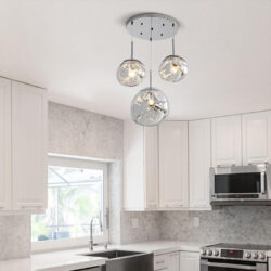 Φωτιστικό οροφής Dolcie pakoworld μέταλλο ασημί Φ20x100εκ