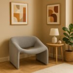 Πολυθρόνα Clous pakoworld μπουκλέ ύφασμα σε ανοιχτή γκρι απόχρωση 86x77x73.5εκ - Image 2