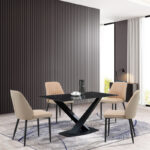 Καρέκλα Onyer pakoworld καφέ-γκρι pu με πόδι μαύρο μέταλλο 48x60x83εκ - Image 2