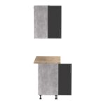 Σύνθεση κουζίνας Festa I pakoworld μελαμίνη σε ανθρακί και πάγκο σε sonoma απόχρωση 100x60x85εκ - Image 7