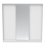 Ντουλάπα τριφυλλη συρόμενη με καθρέφτη Aparador I pakoworld σε λευκή απόχρωση 240x60x240εκ - Image 3