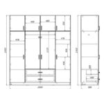 Ντουλάπα τετράφυλλη με συρτάρια Royal pakoworld σε λευκή απόχρωση 200x58x230εκ - Image 2