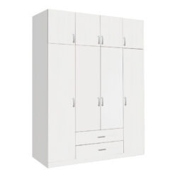 Ντουλάπα τετράφυλλη με συρτάρια Royal pakoworld σε λευκή απόχρωση 200x58x230εκ