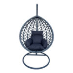 Κούνια φωλιά με βάση Lyere pakoworld μέταλλο γκρι-pe rattan σε γκρι απόχρωση 120x108x195εκ