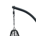 Κούνια φωλιά με βάση Soleil pakoworld μέταλλο ανθρακί- pe rattan ανθρακί με γκρι μαξιλάρι 120x95x195εκ - Image 2