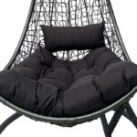 Κούνια φωλιά με βάση Soleil pakoworld μέταλλο ανθρακί- pe rattan ανθρακί με γκρι μαξιλάρι 120x95x195εκ - Image 3