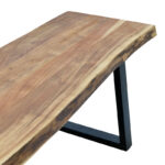 Παγκάκι Miles Slim pakoworld μασίφ ξύλο ακακίας σε φυσική απόχρωση με μαύρα μεταλλικά πόδια 160x40x45εκ - Image 5