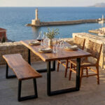 Τραπέζι Miles pakoworld μασίφ ξύλο ακακίας πάχους 3.7-4εκ σε καρυδί απόχρωση με μαύρα μεταλλικά πόδια 160x90x76εκ - Image 2