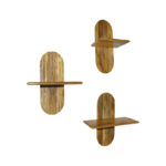 Ραφιέρα τοίχου Arcadia 3 τεμ pakoworld μασίφ ξύλο μάνγκο σε φυσική απόχρωση 30x20x40εκ