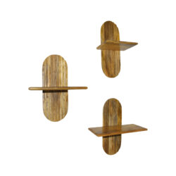 Ραφιέρα τοίχου Arcadia 3 τεμ pakoworld μασίφ ξύλο μάνγκο σε φυσική απόχρωση 30x20x40εκ