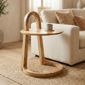 Βοηθητικό τραπέζι Kallos pakoworld μασίφ ξύλο μάνγκο σε φυσική απόχρωση 45x45x60εκ