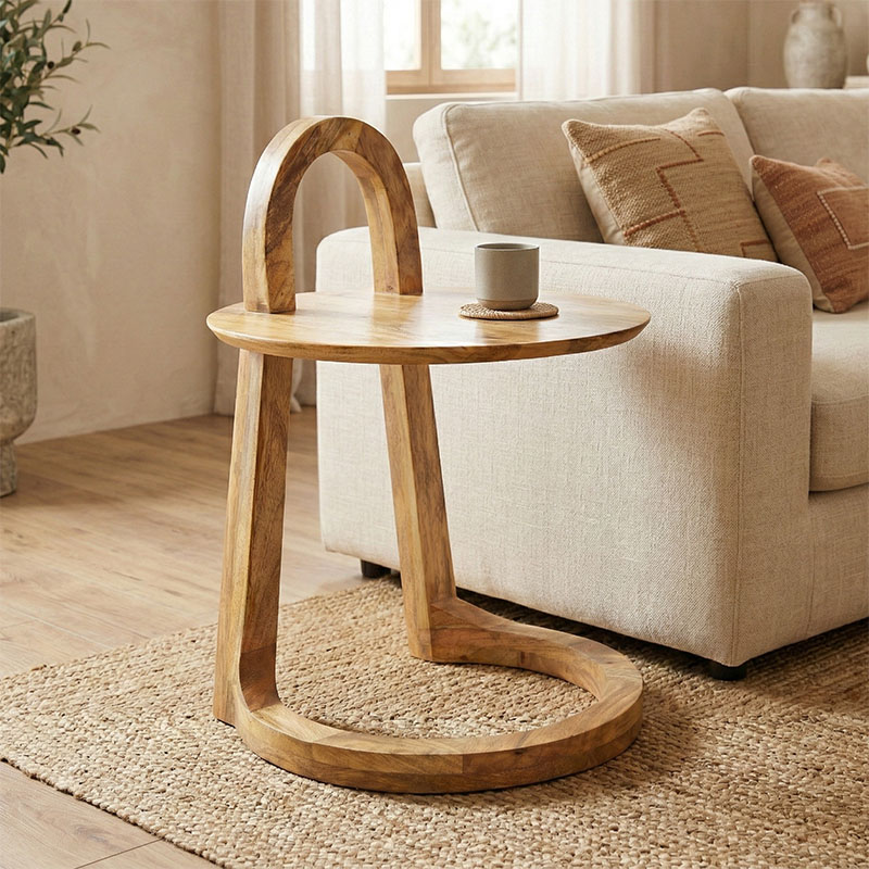 372-000034 Βοηθητικό τραπέζι Kallos pakoworld μασίφ ξύλο μάνγκο σε φυσική απόχρωση 45x45x60εκ