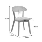 Καρέκλα Canon pakoworld rubberwood σε φυσική απόχρωση με γκρι μπεζ ύφασμα 43x43x79.5εκ - Image 2