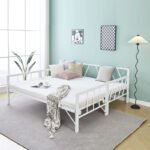 Κρεβάτι-Καναπές Remmie pakoworld μέταλλο λευκό 90x190εκ - Image 2