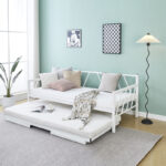 Κρεβάτι-Καναπές Remmie pakoworld μέταλλο λευκό 90x190εκ - Image 3