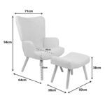 Πολυθρόνα-μπερζέρα με υποπόδιο Gerlina pakoworld κρεμ ύφασμα με πόδι σε φυσική απόχρωση 71x64x94εκ - Image 7